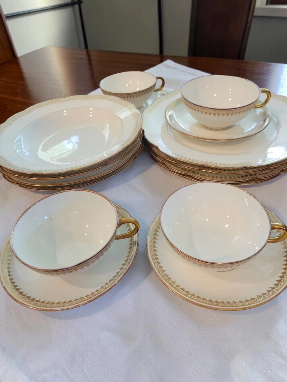 16 Pieces Of Vintage Limoges China White With Gold Trim Excellent Condition